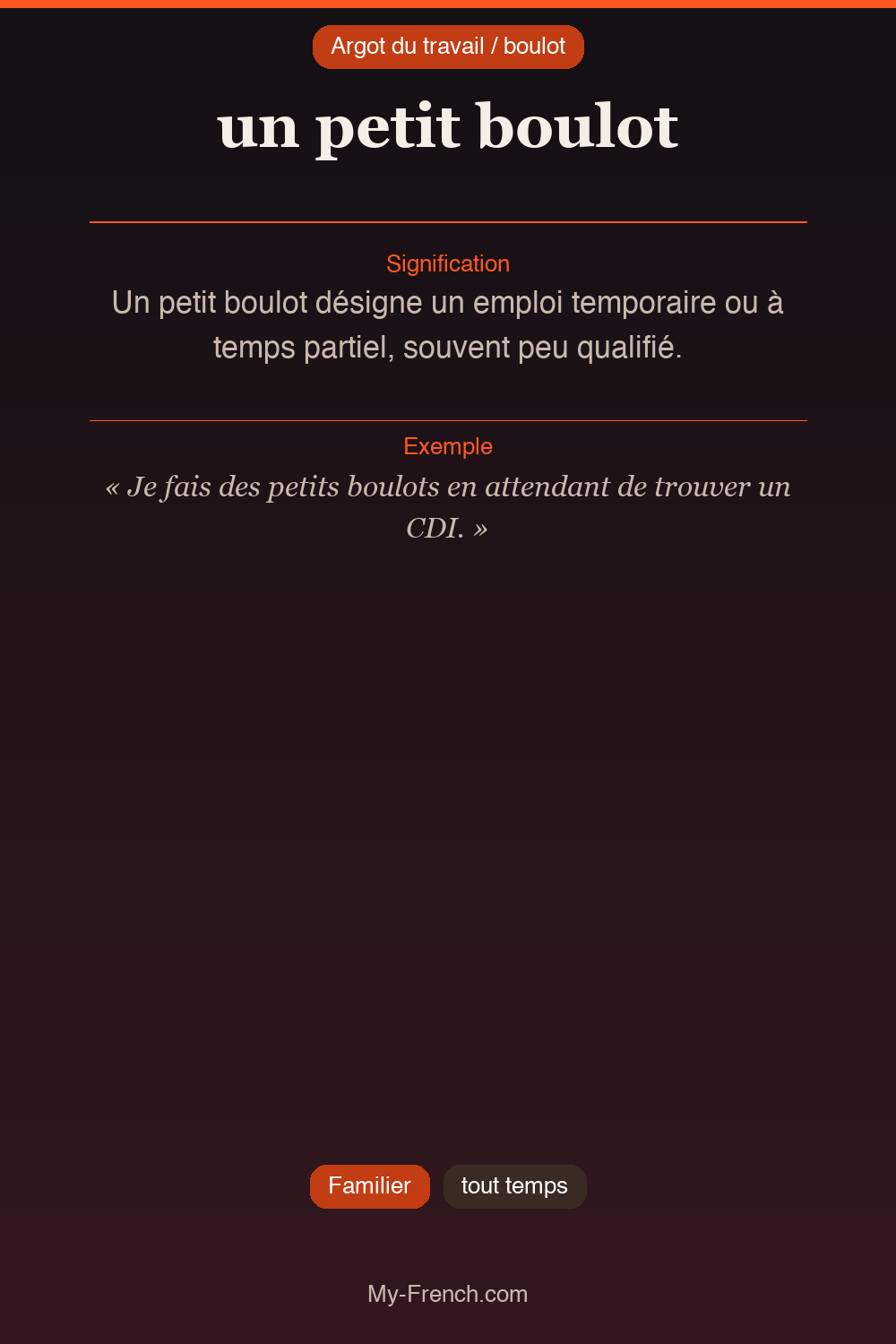 Argot français : un petit boulot