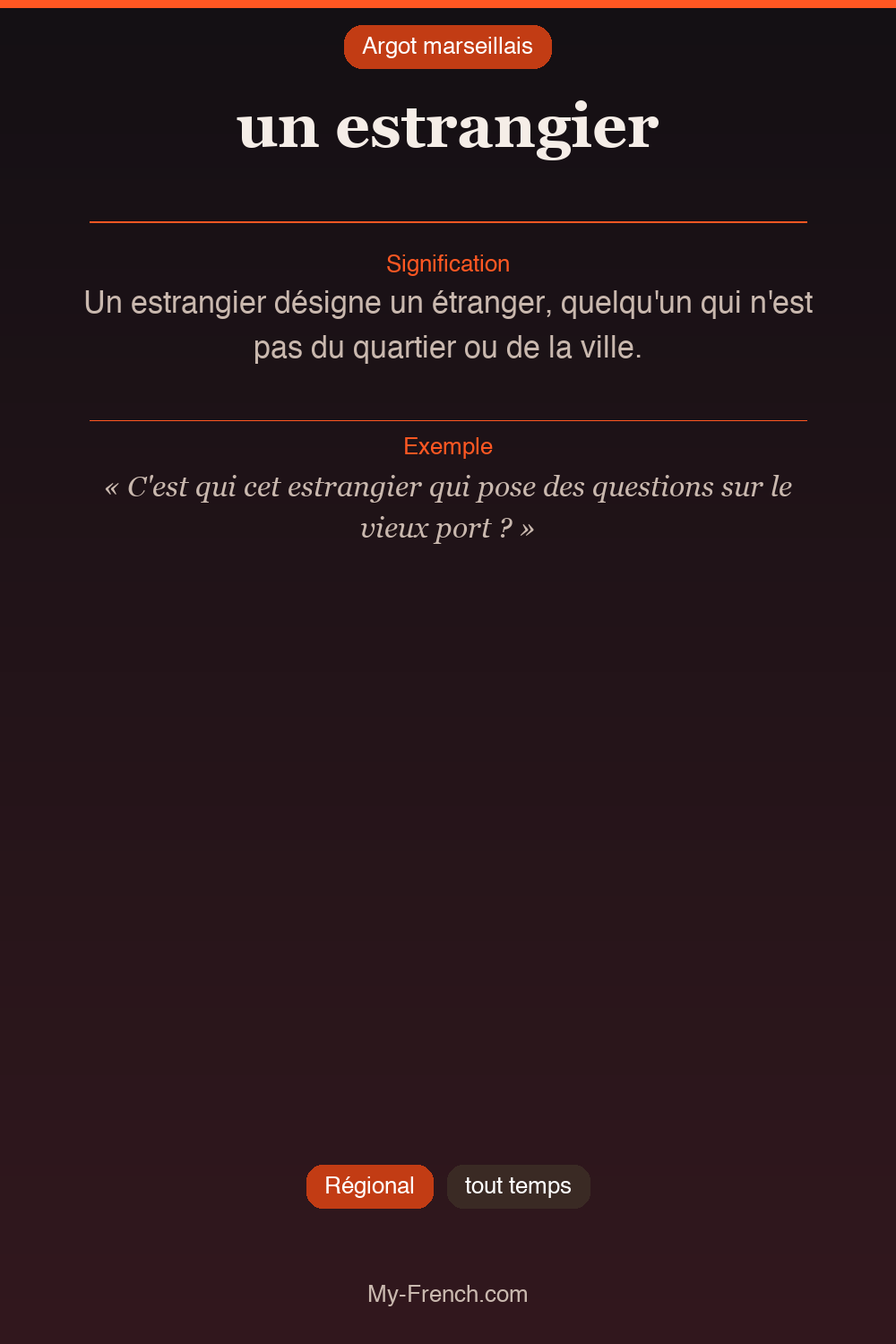 Argot français : un estrangier