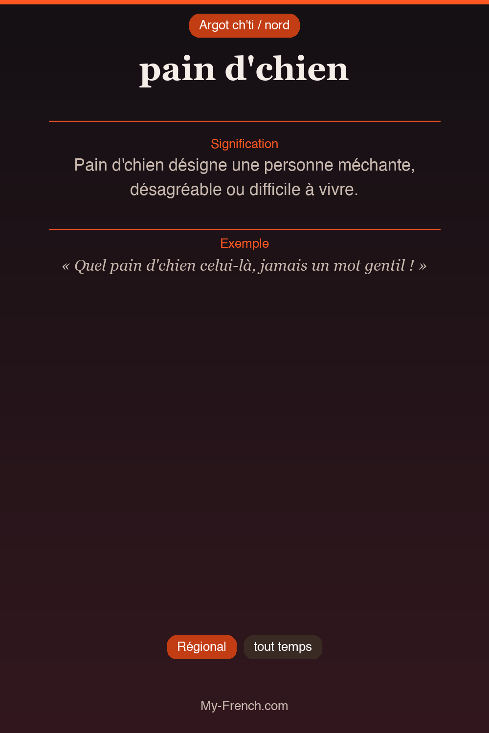Argot français : pain d'chien