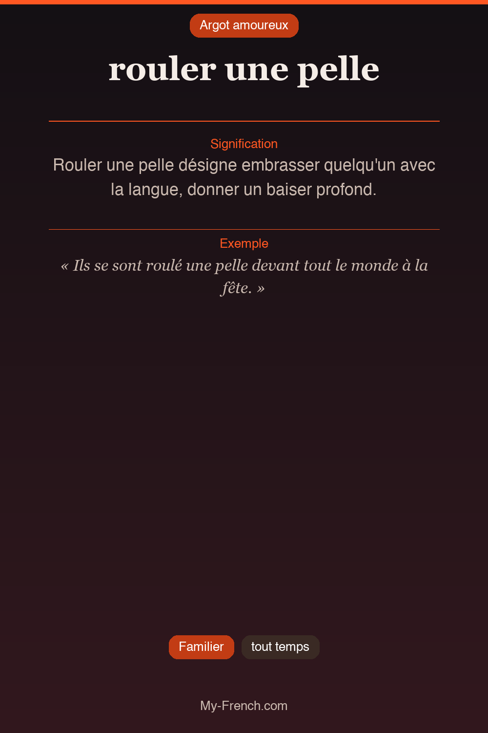 Argot français : rouler une pelle