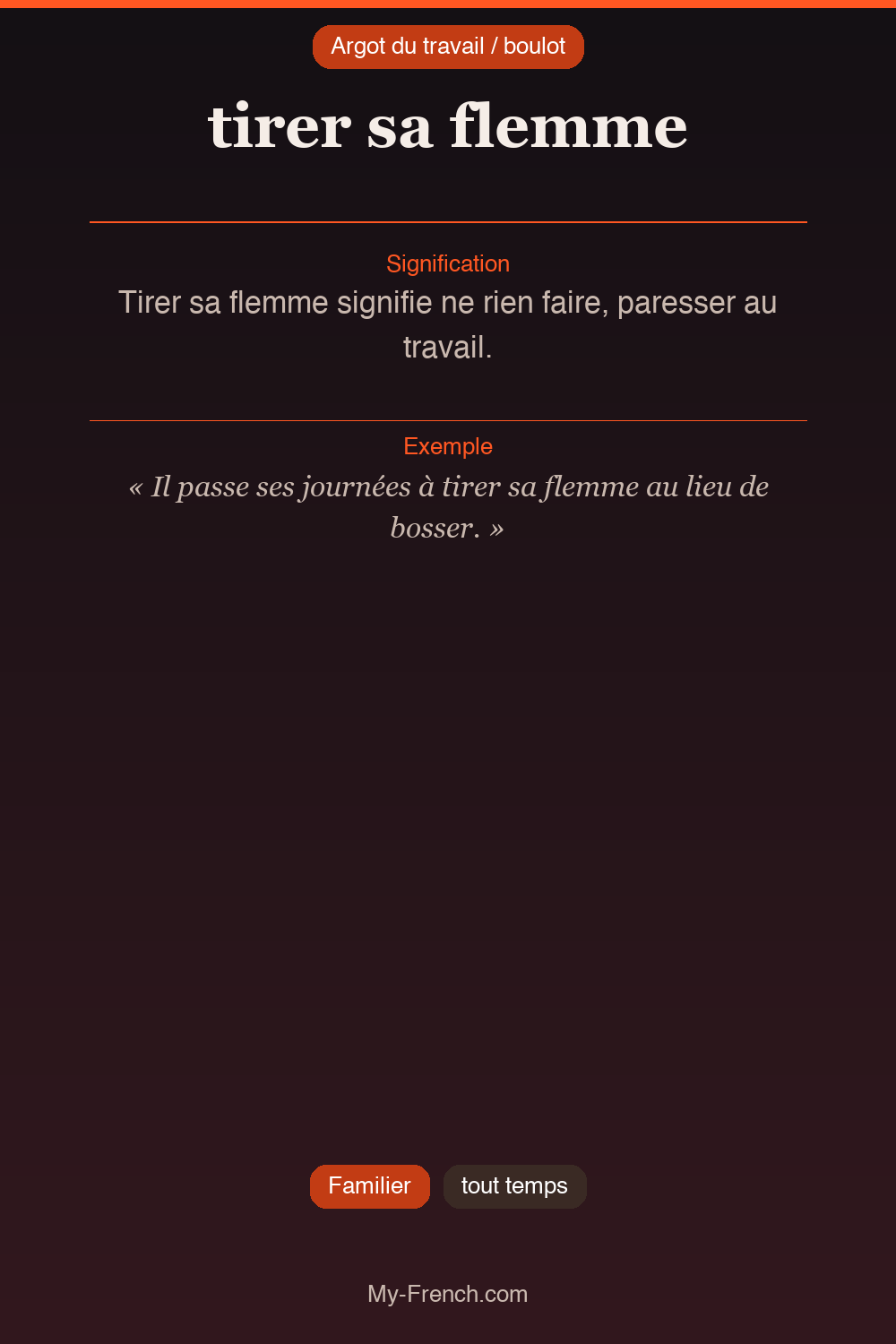 Argot français : tirer sa flemme