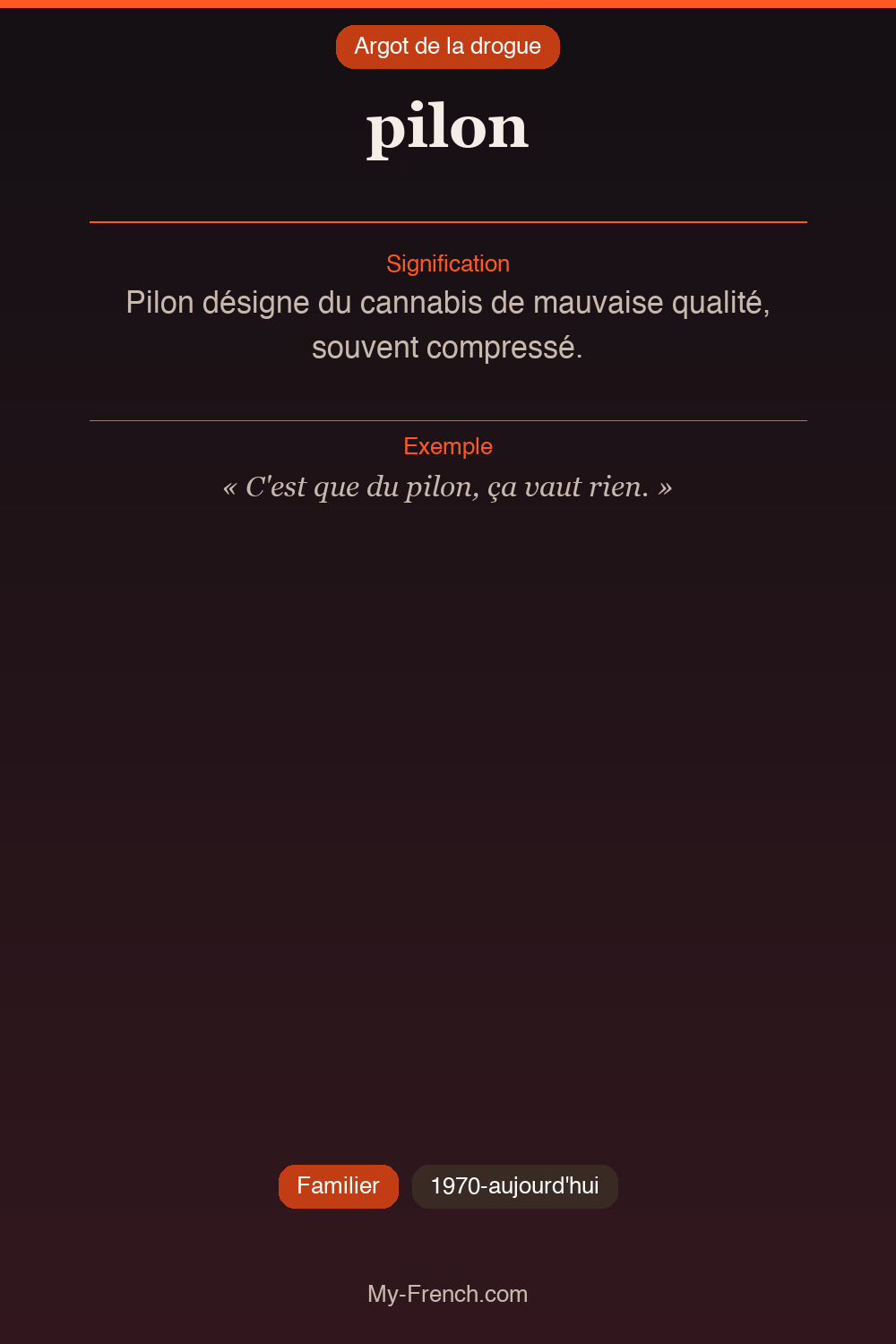 Argot français : pilon