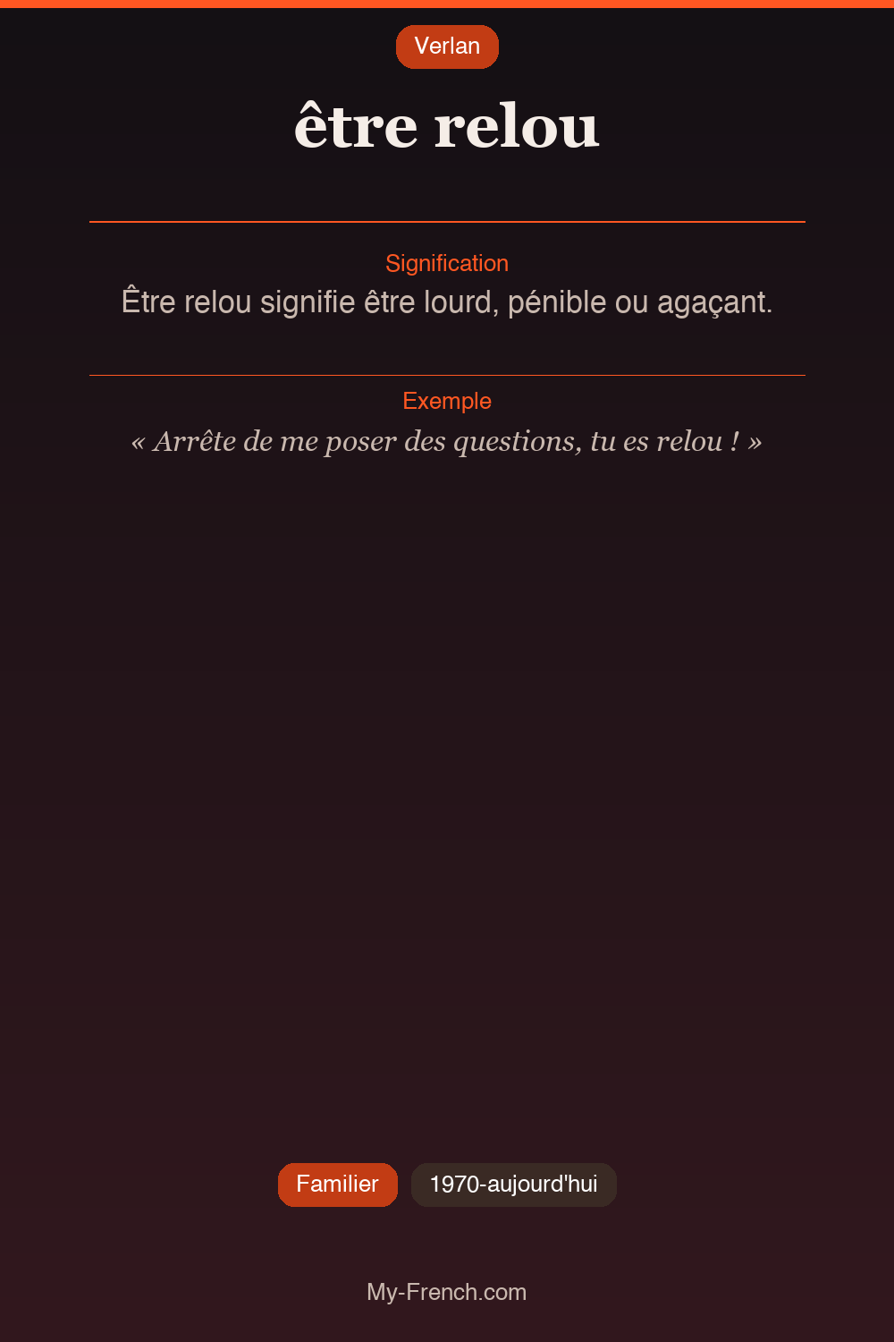 Argot français : être relou