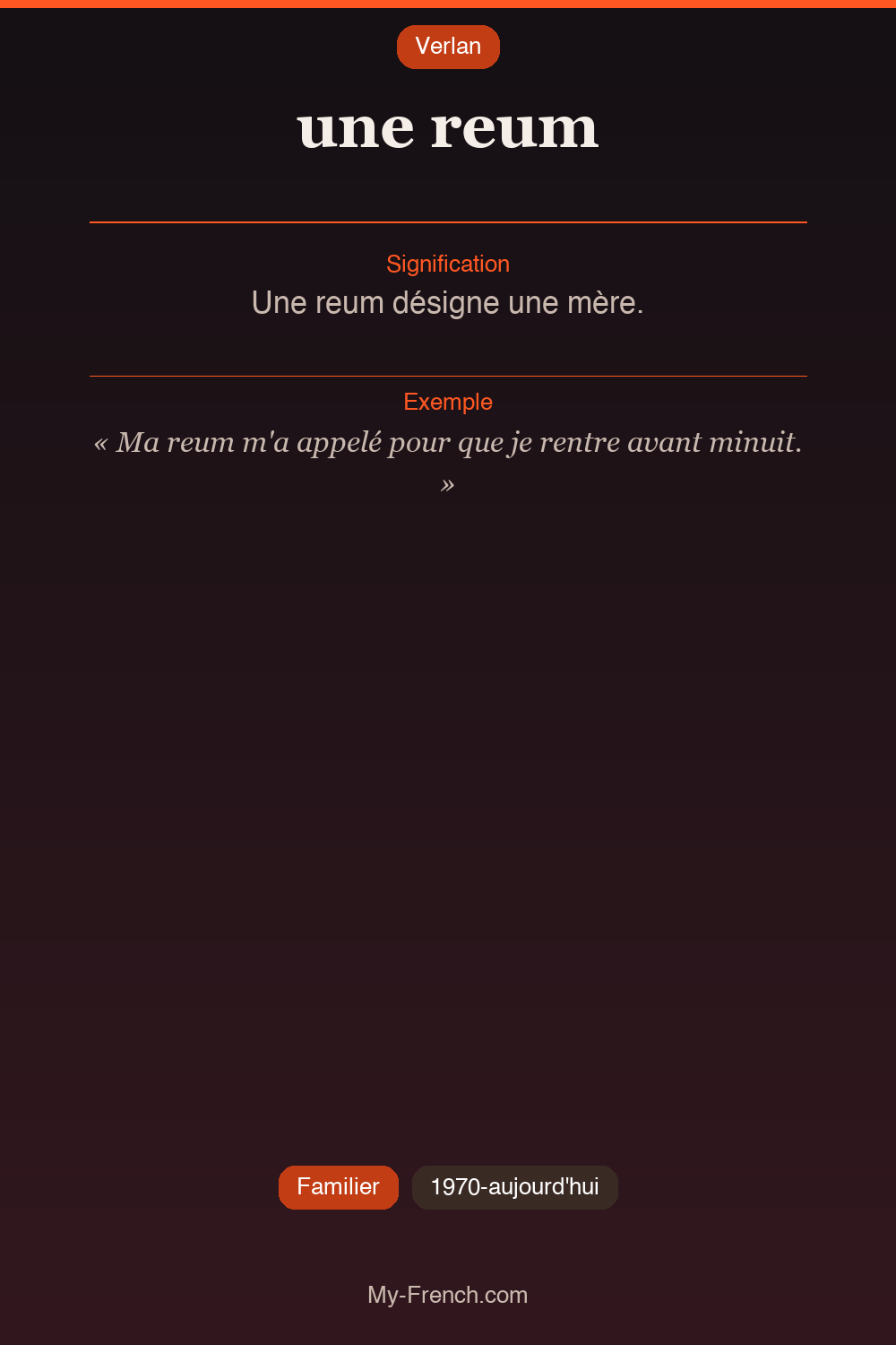 Argot français : une reum