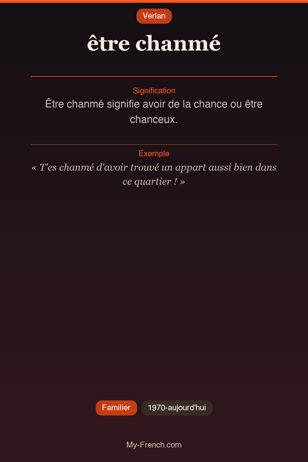 Argot français : être chanmé