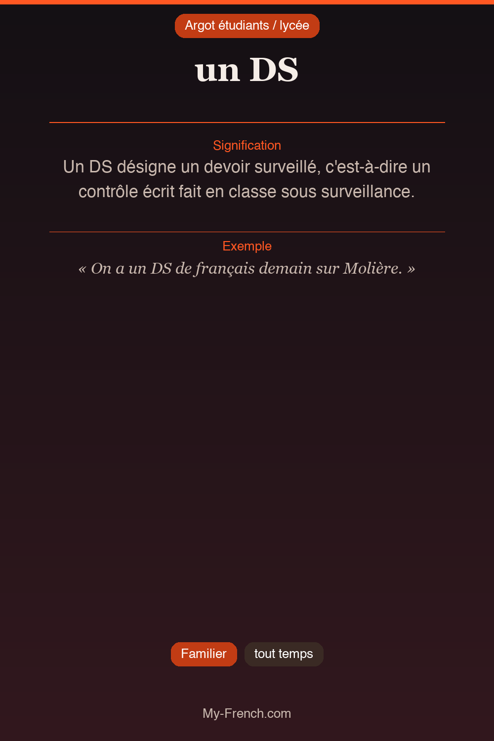 Argot français : un DS
