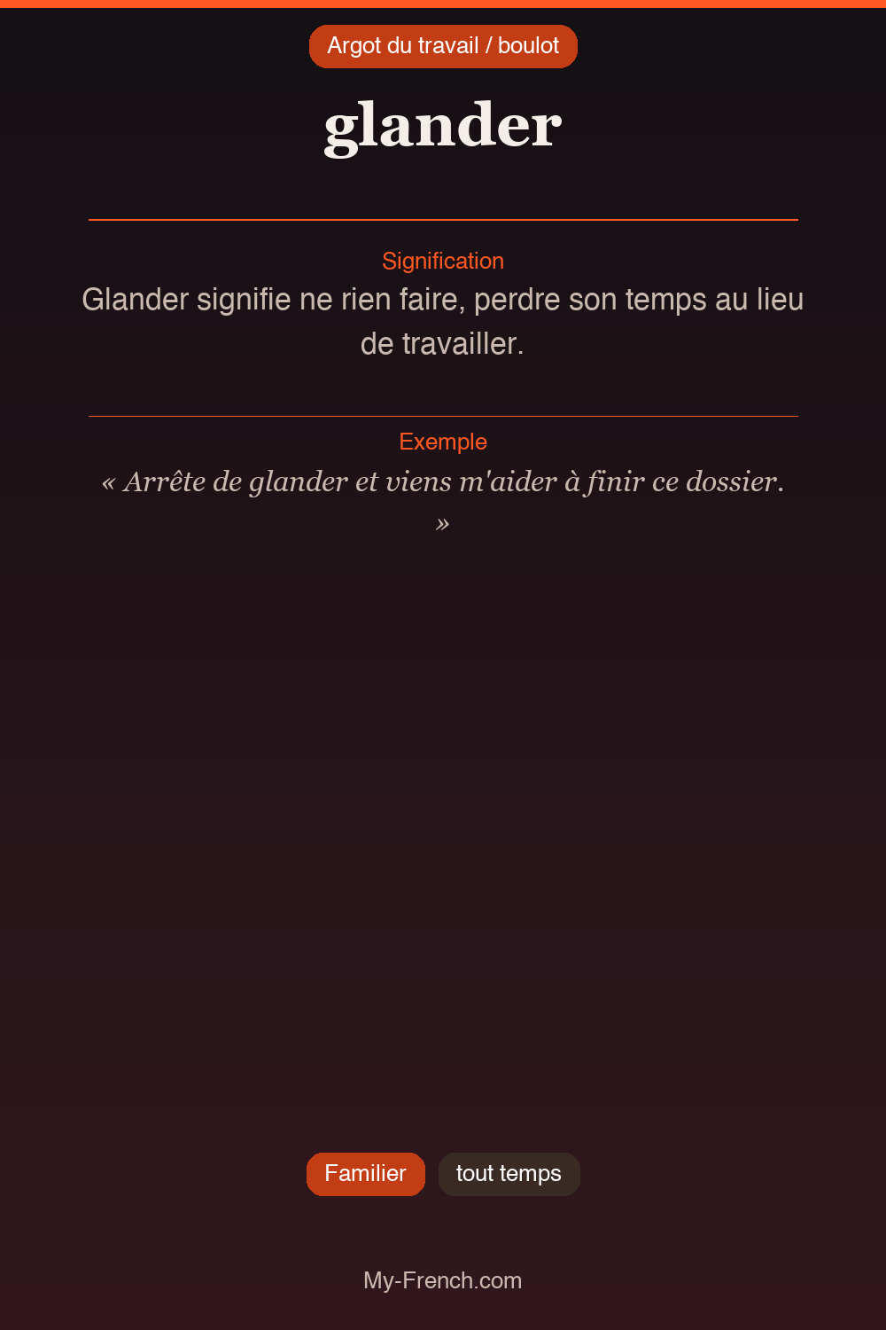 Argot français : glander
