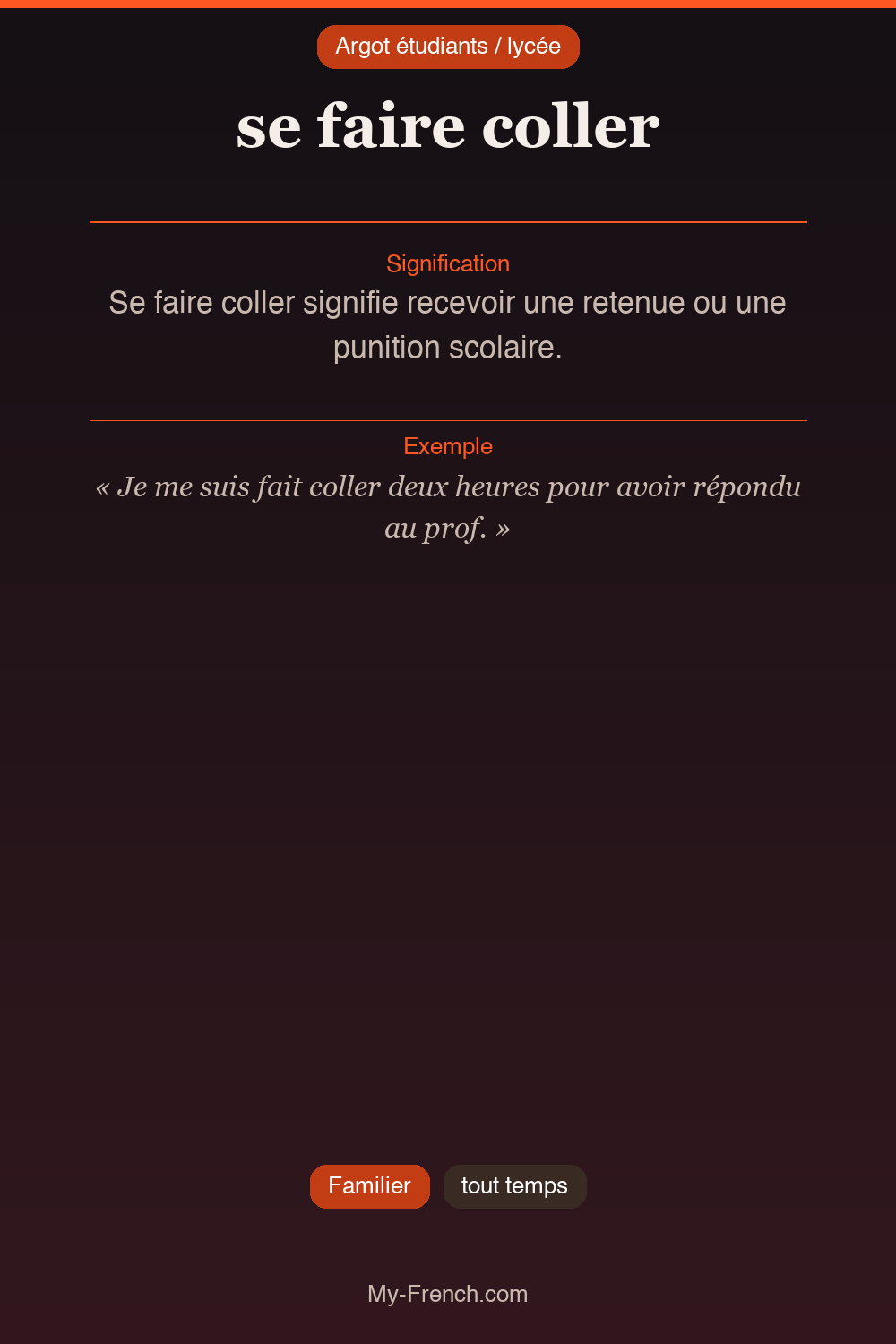 Argot français : se faire coller