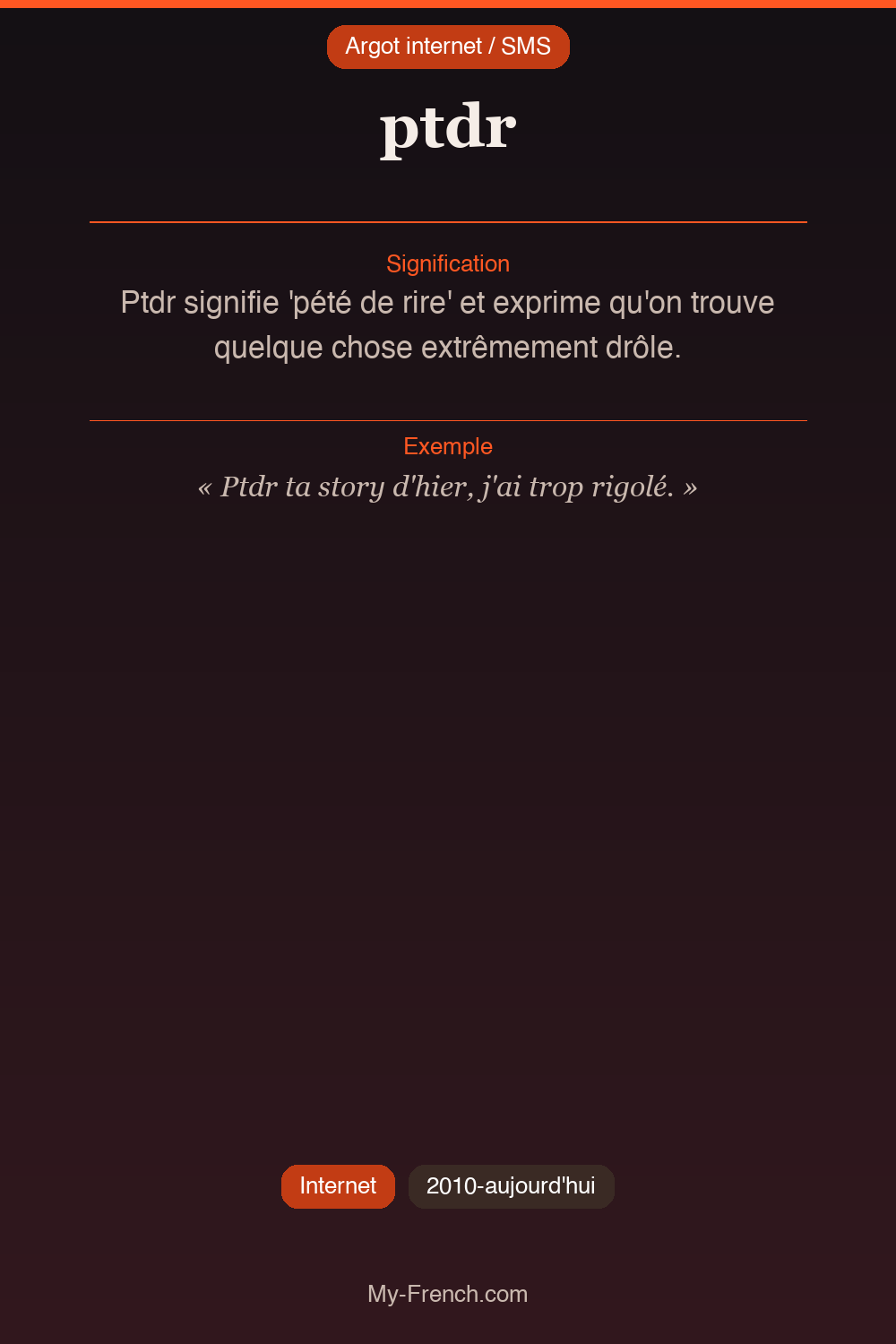 Argot français : ptdr