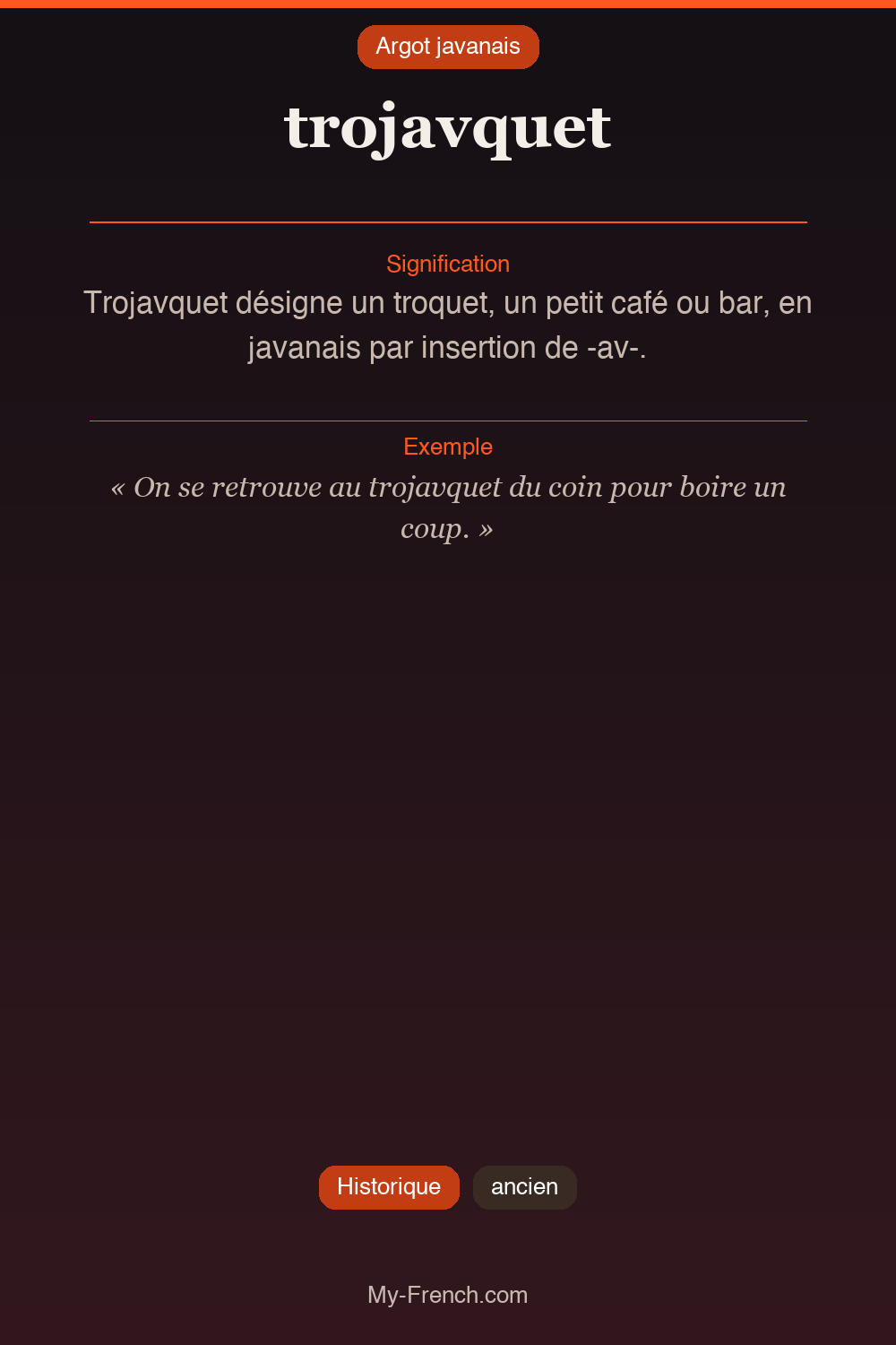 Argot français : trojavquet