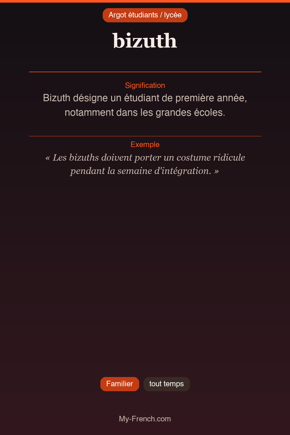 Argot français : bizuth