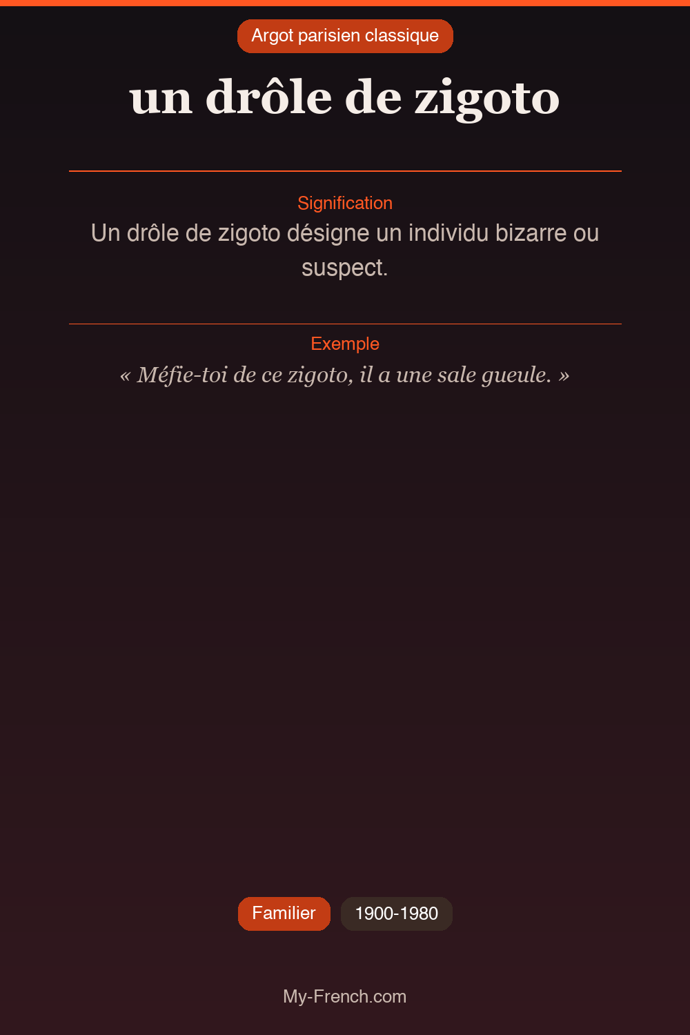 Argot français : un drôle de zigoto