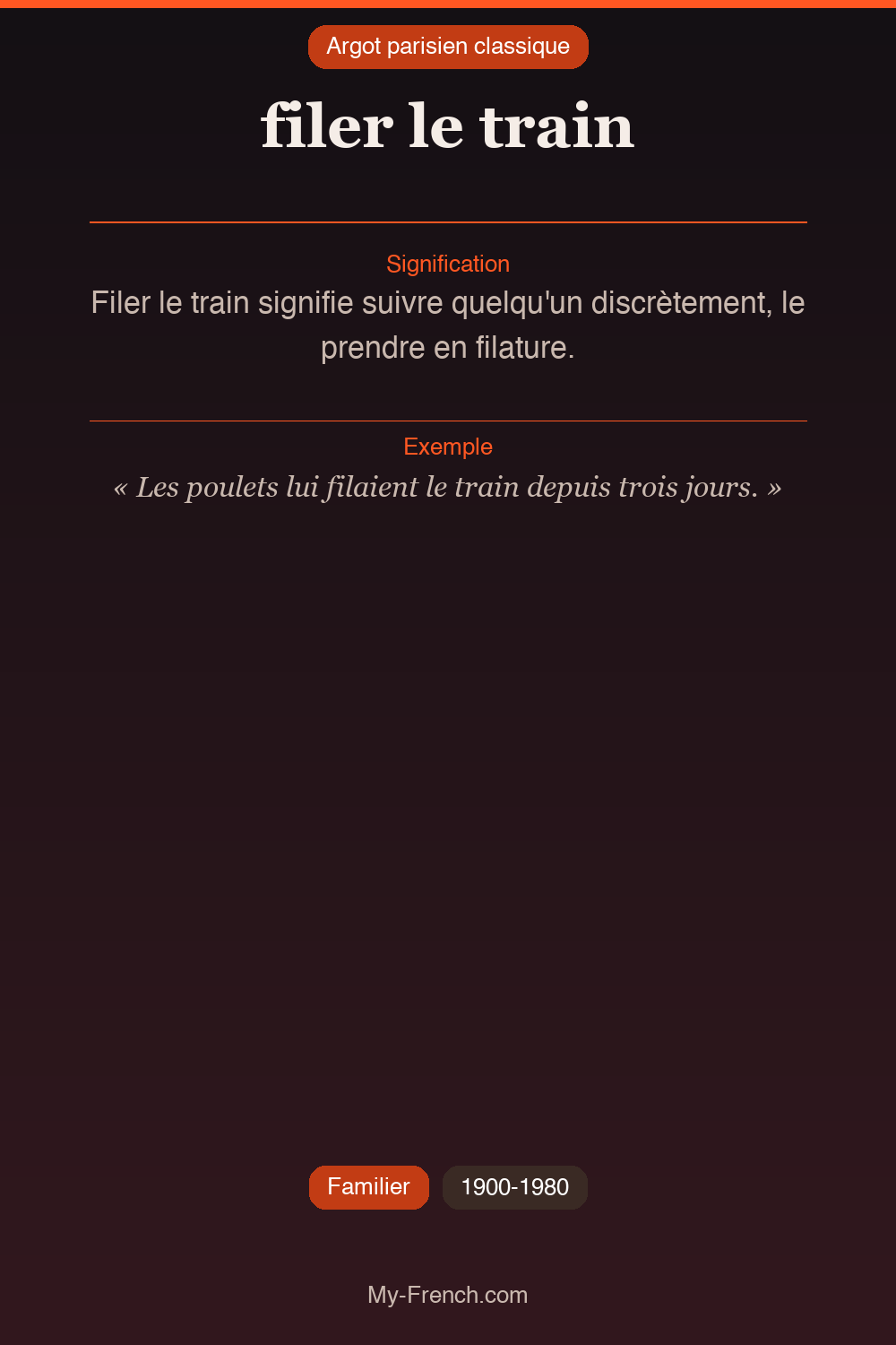 Argot français : filer le train