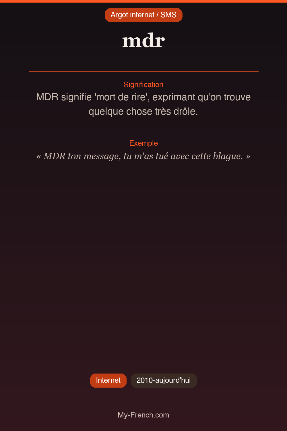 Argot français : mdr