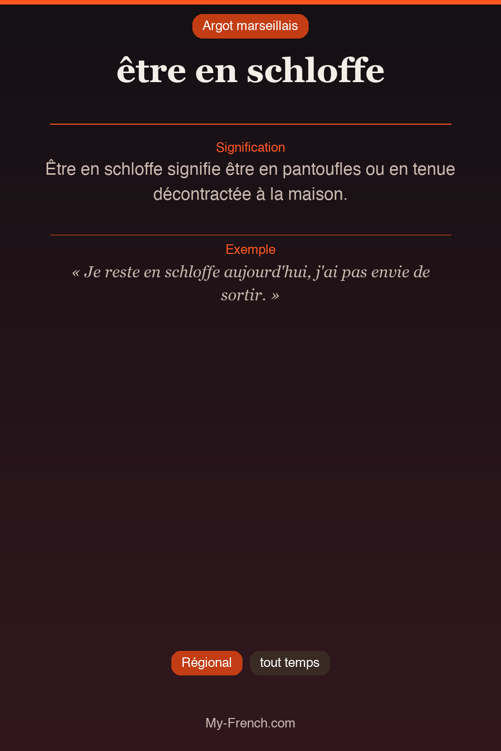 Argot français : être en schloffe