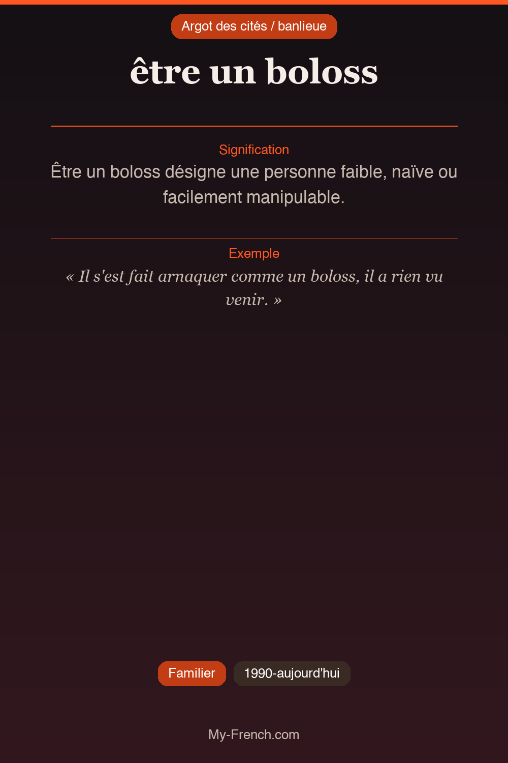 Argot français : être un boloss