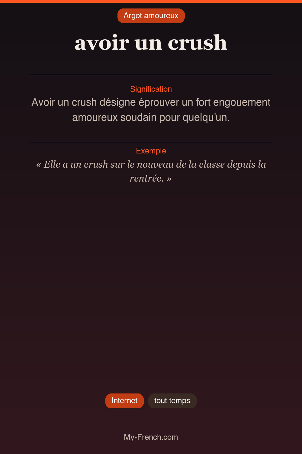 Argot français : avoir un crush