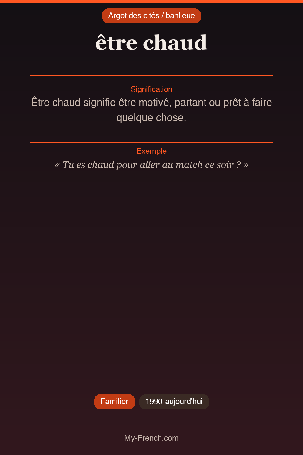 Argot français : être chaud