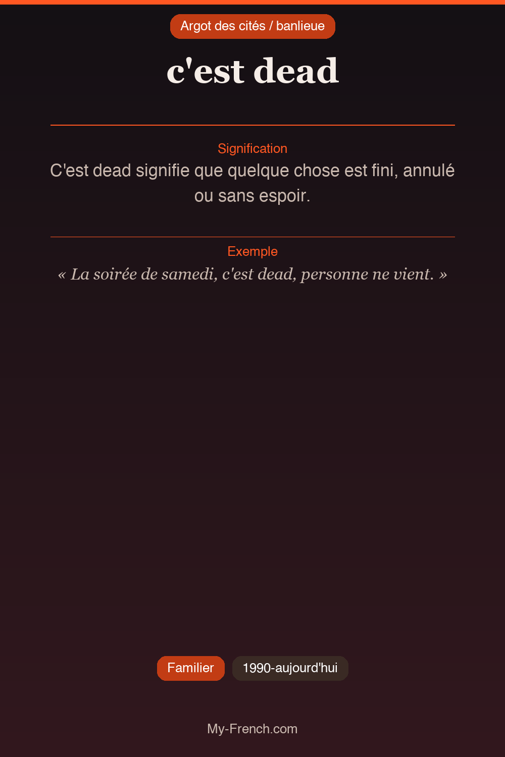 Argot français : c'est dead