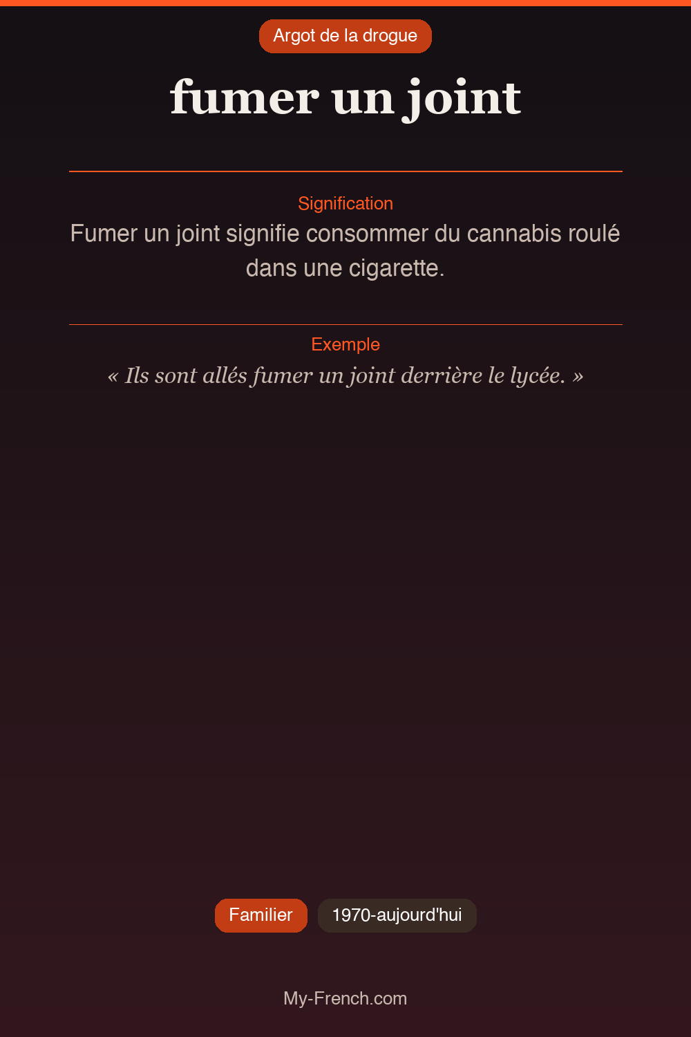 Argot français : fumer un joint