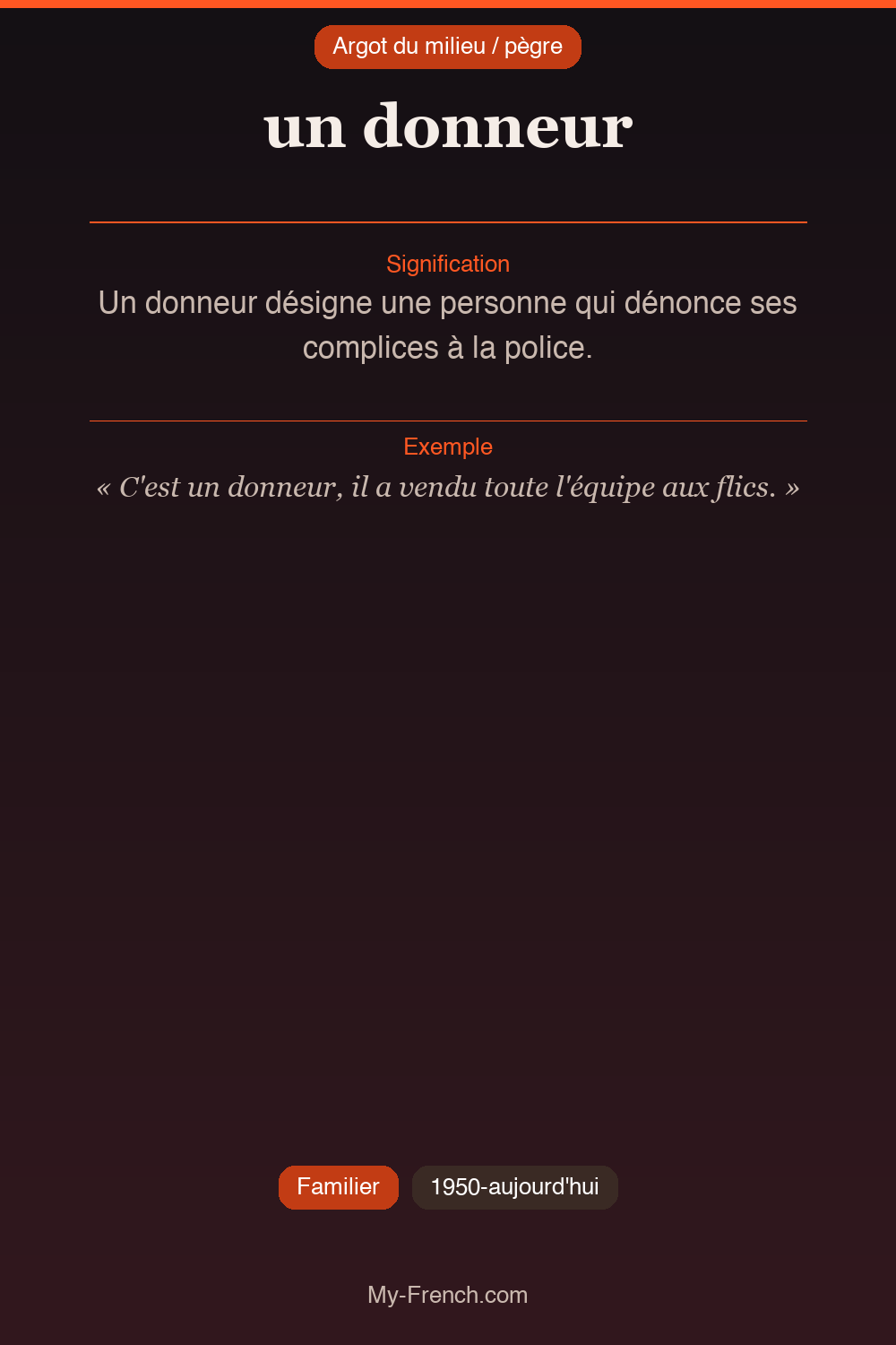Argot français : un donneur