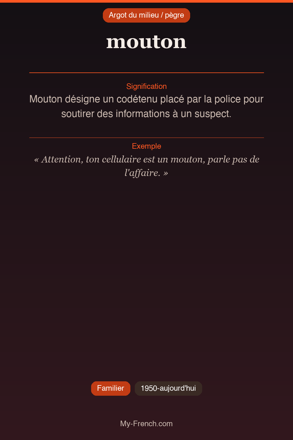 Argot français : mouton