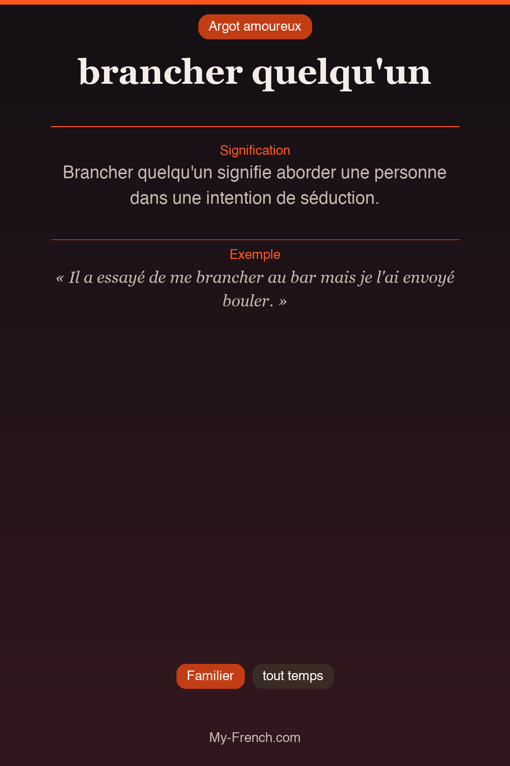 Argot français : brancher quelqu'un