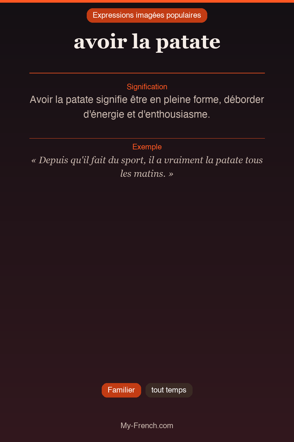 Argot français : avoir la patate