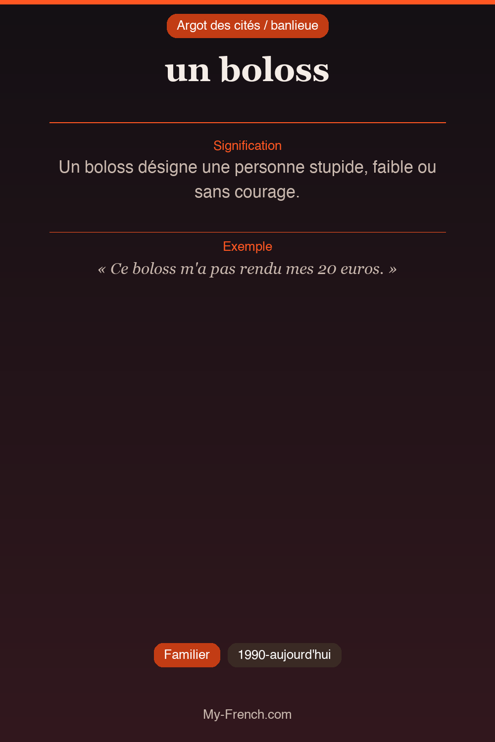 Argot français : un boloss