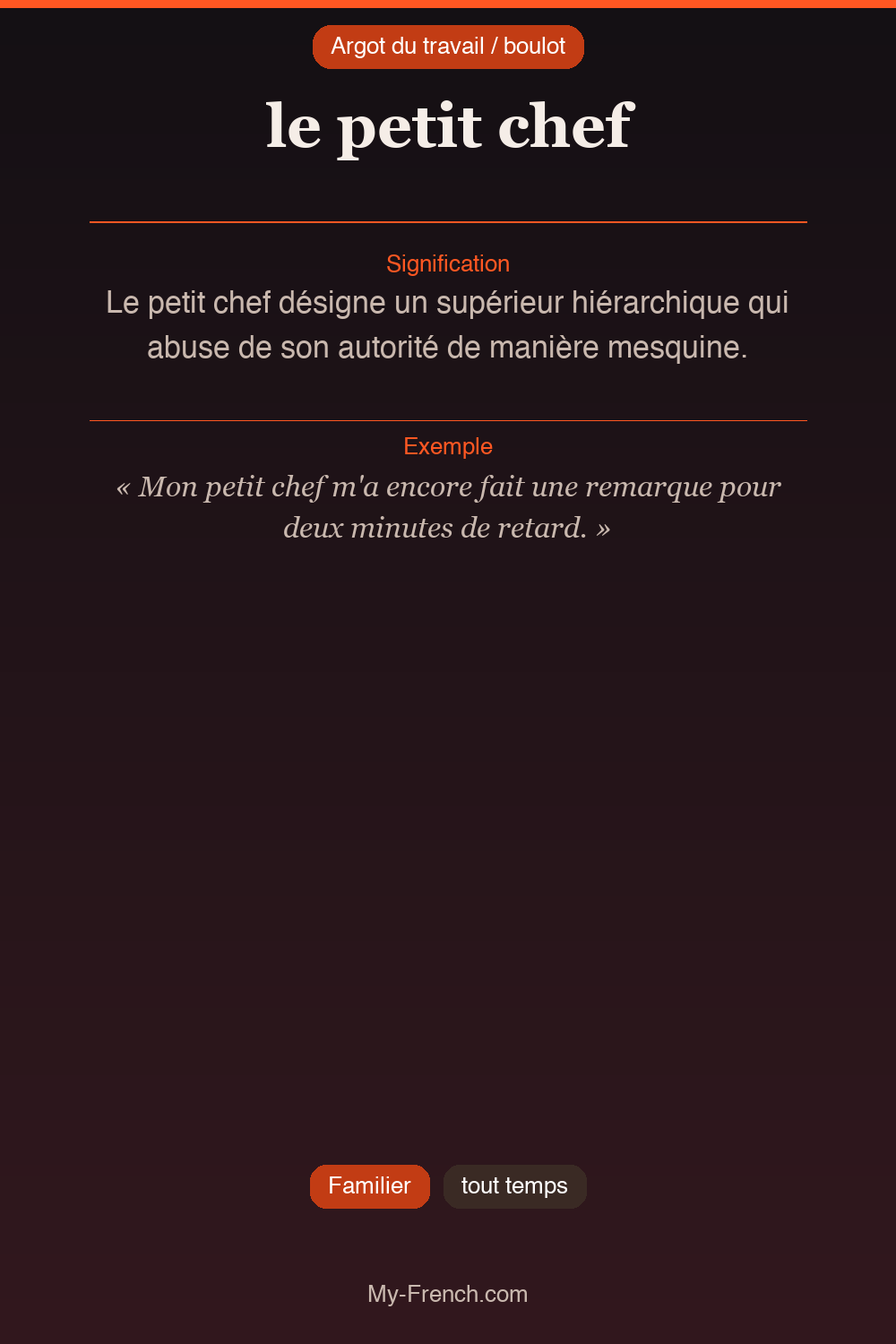 Argot français : le petit chef
