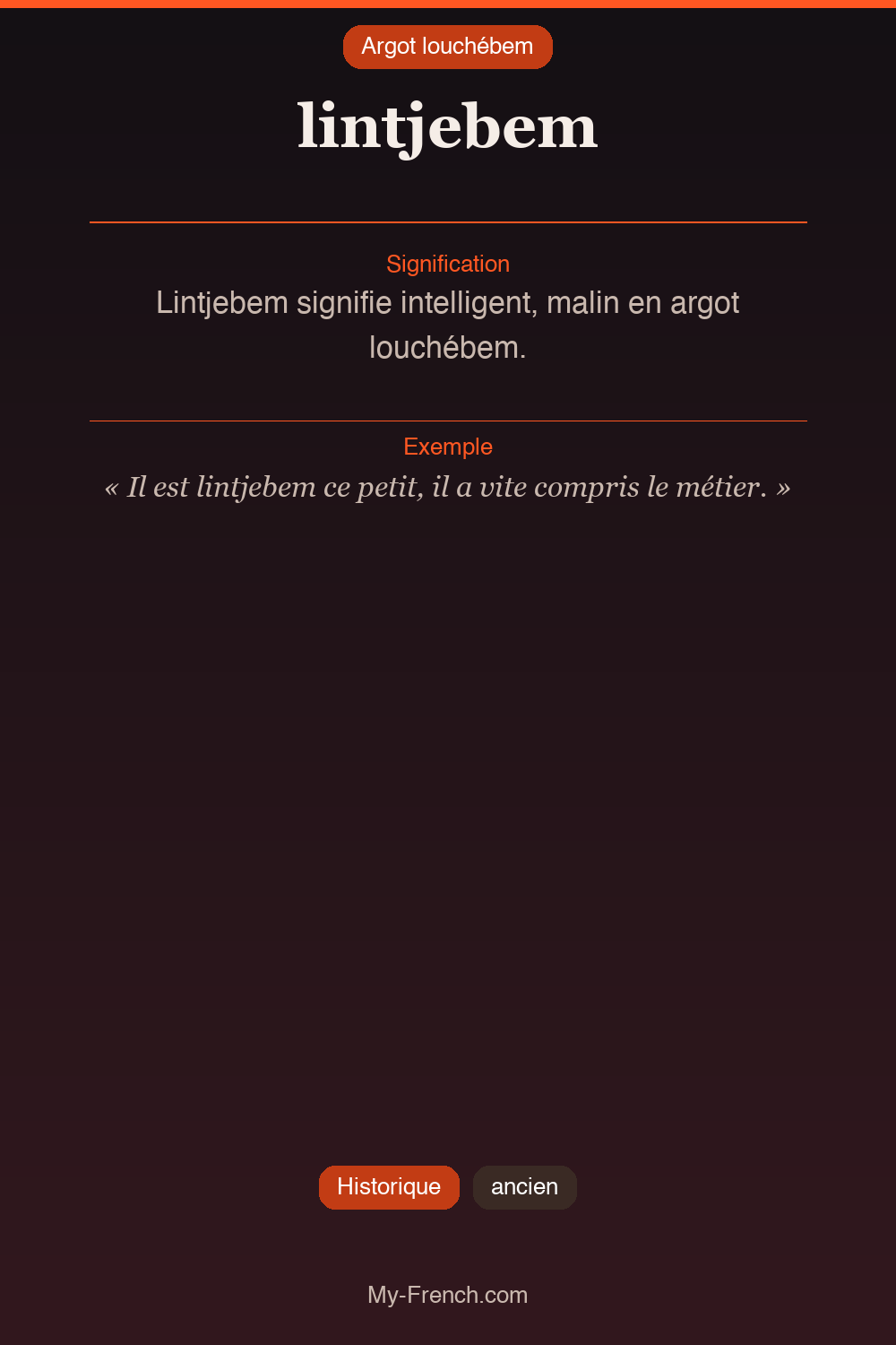 Argot français : lintjebem