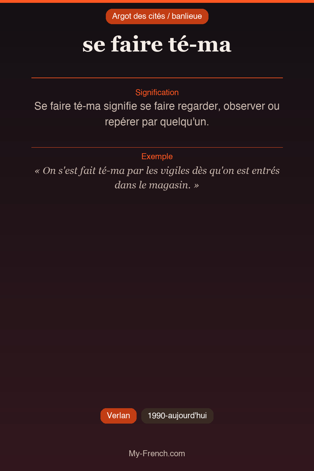 Argot français : se faire té-ma