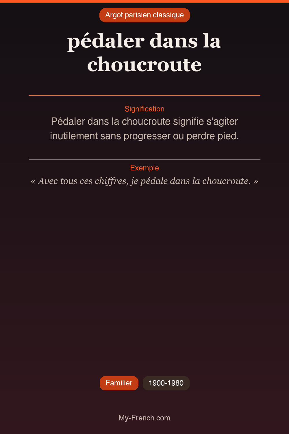 Argot français : pédaler dans la choucroute