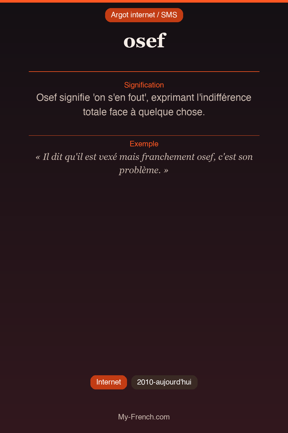 Argot français : osef