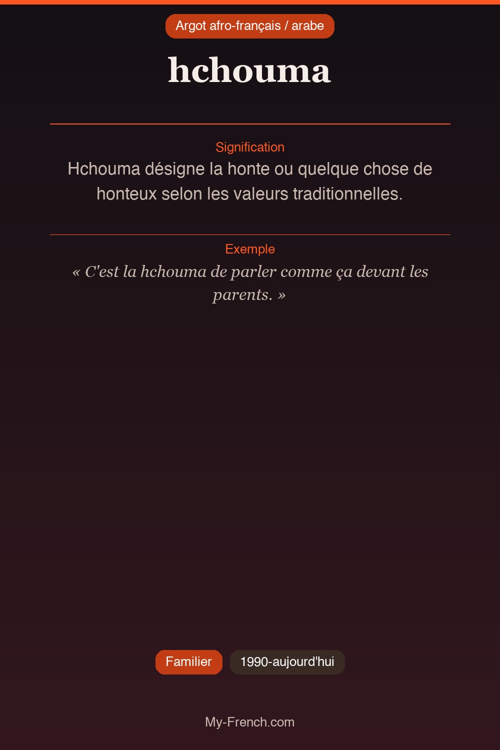Argot français : hchouma
