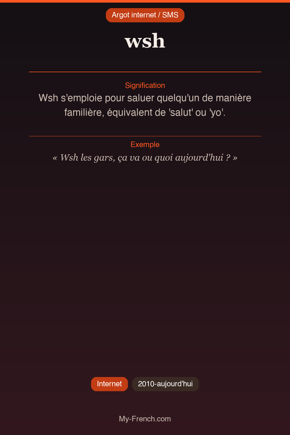 Argot français : wsh