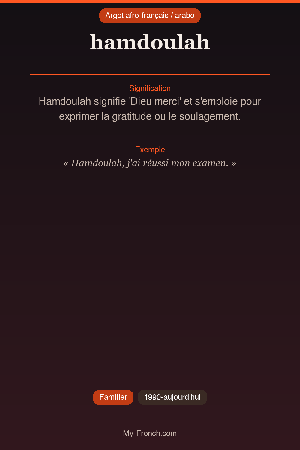 Argot français : hamdoulah