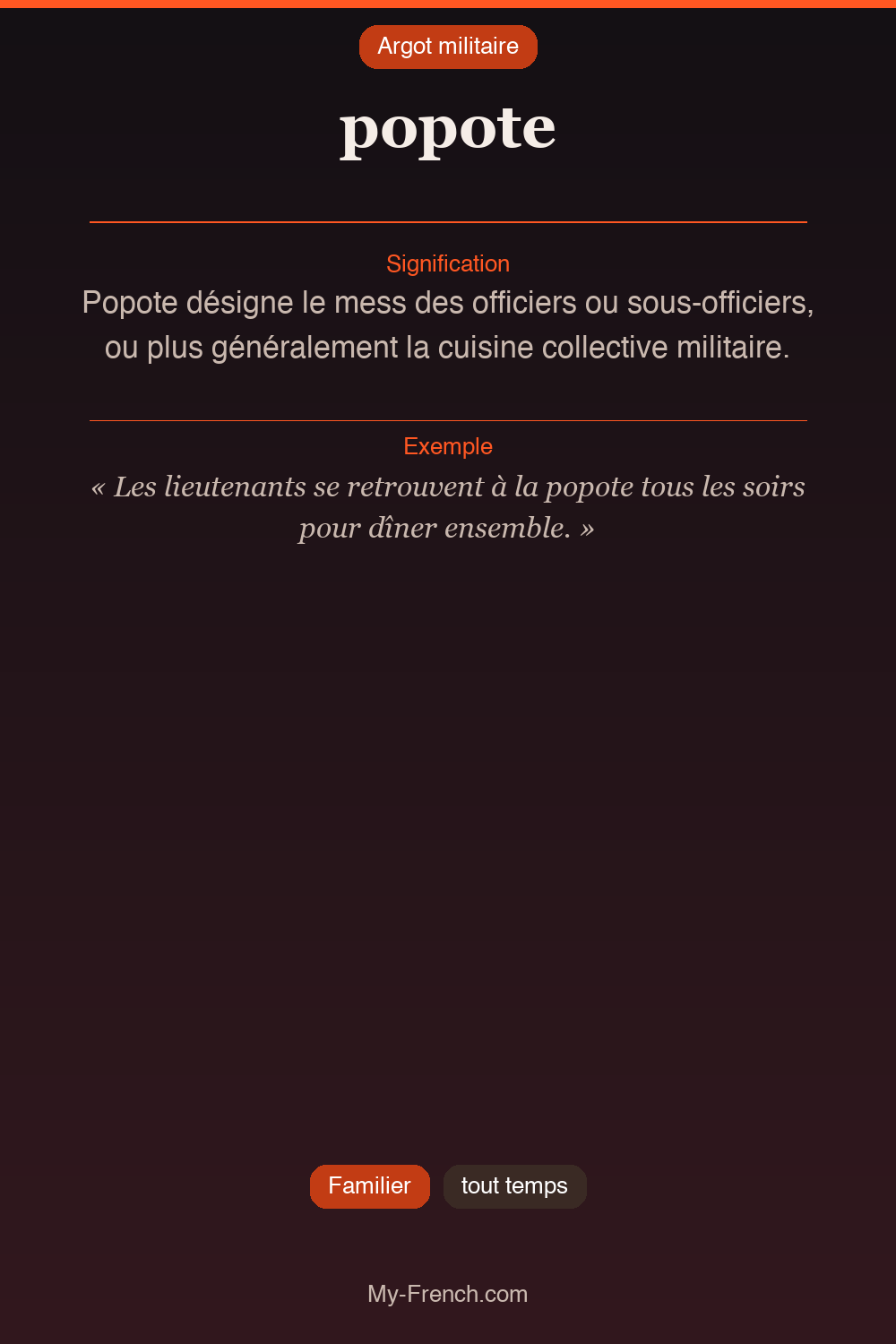 Argot français : popote