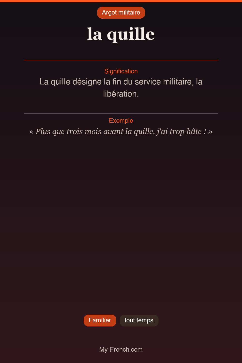 Argot français : la quille