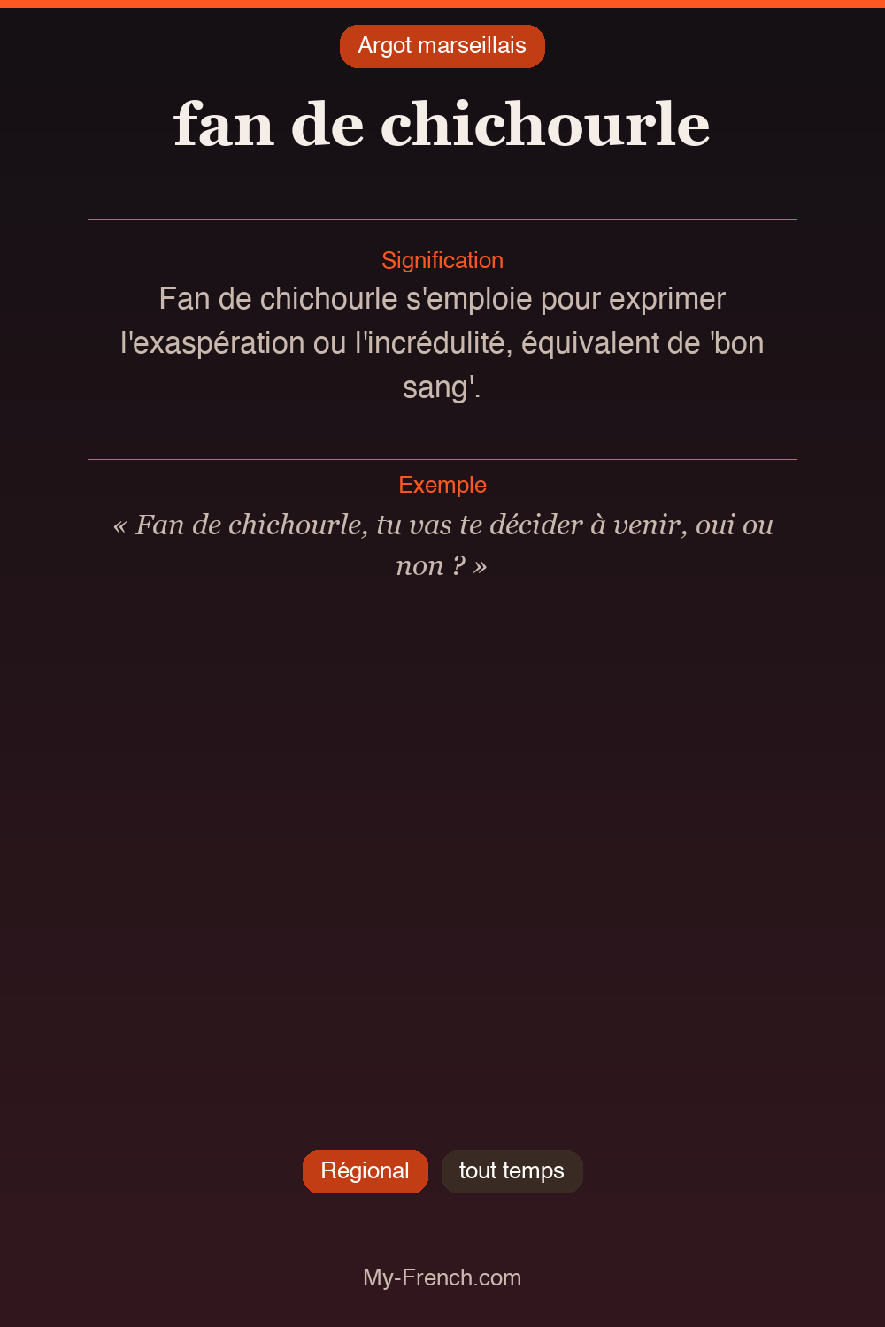 Argot français : fan de chichourle