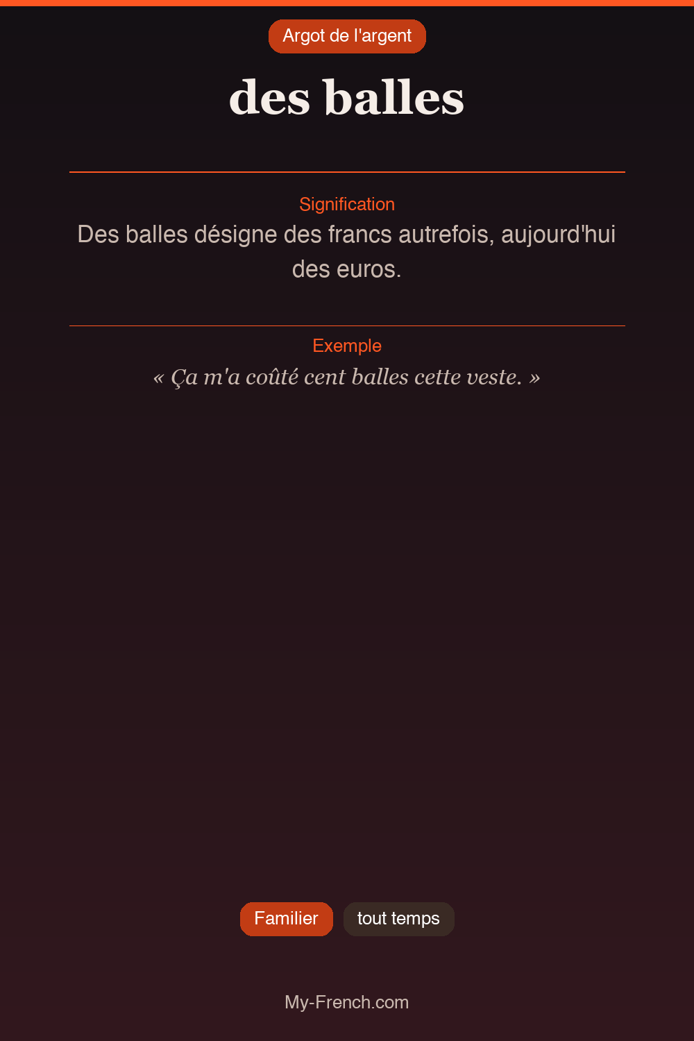 Argot français : des balles