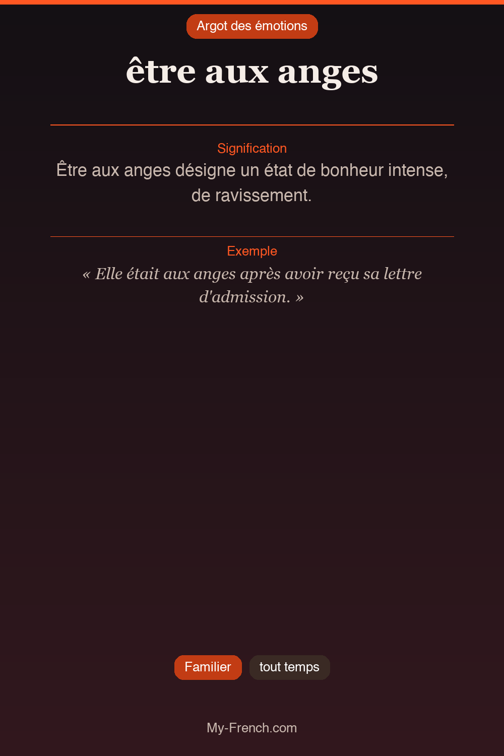 Argot français : être aux anges