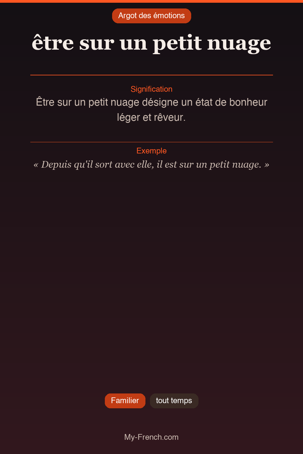 Argot français : être sur un petit nuage