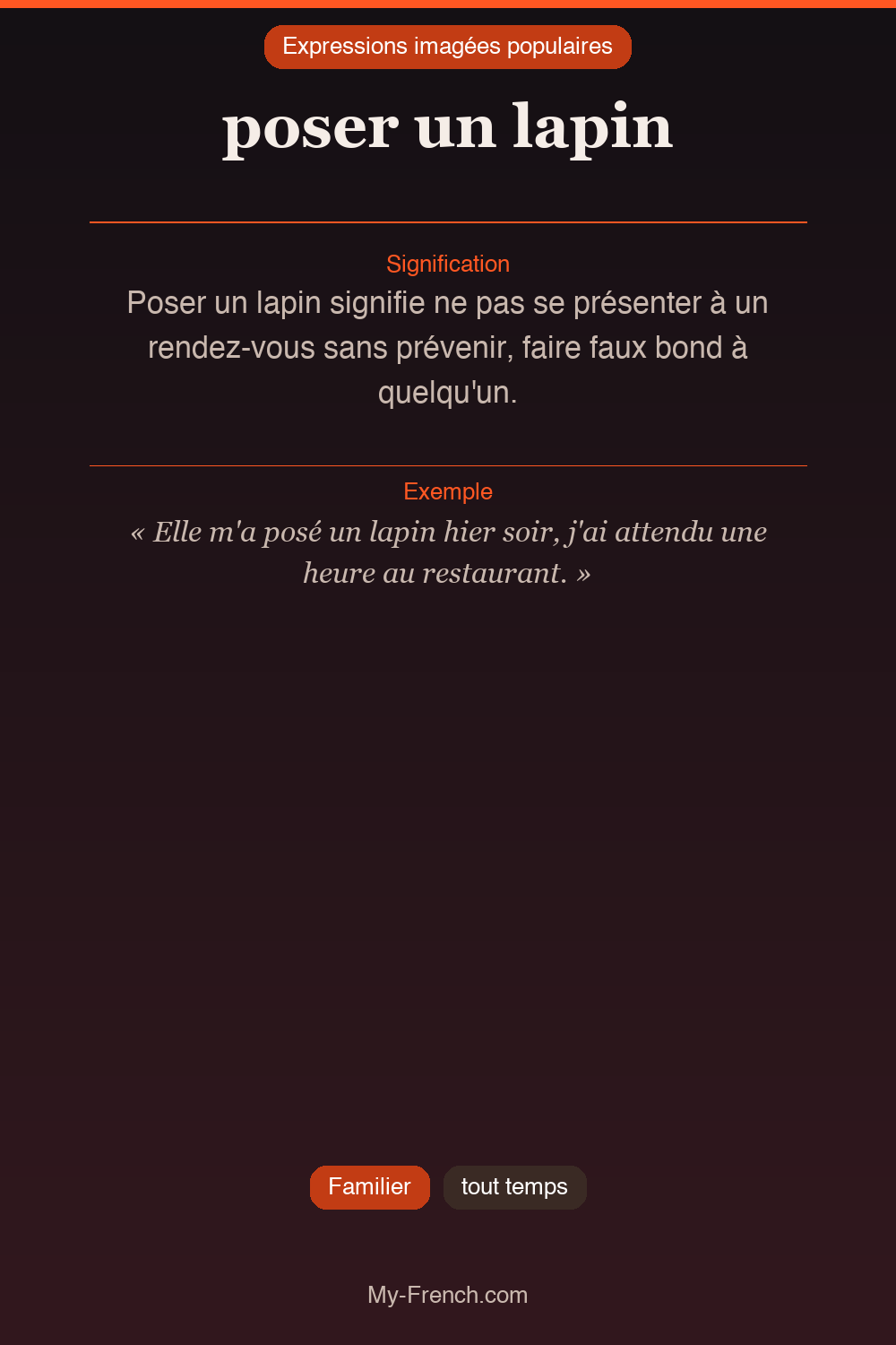 Argot français : poser un lapin