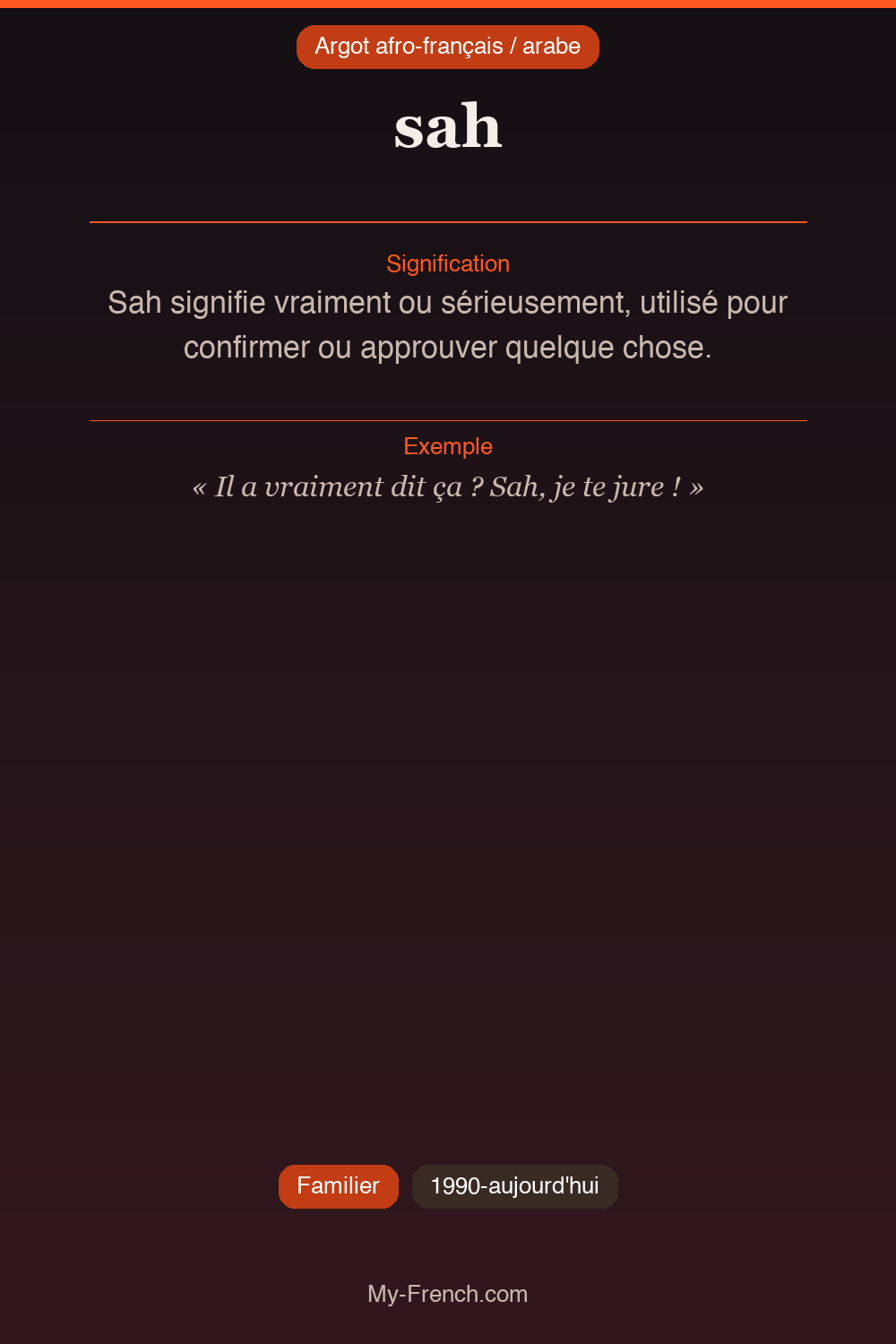 Argot français : sah