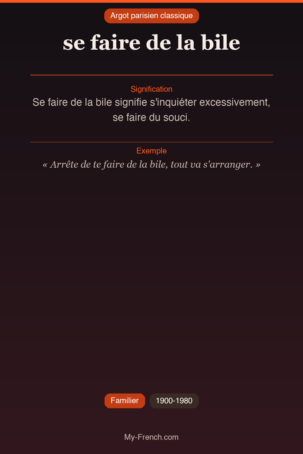 Argot français : se faire de la bile