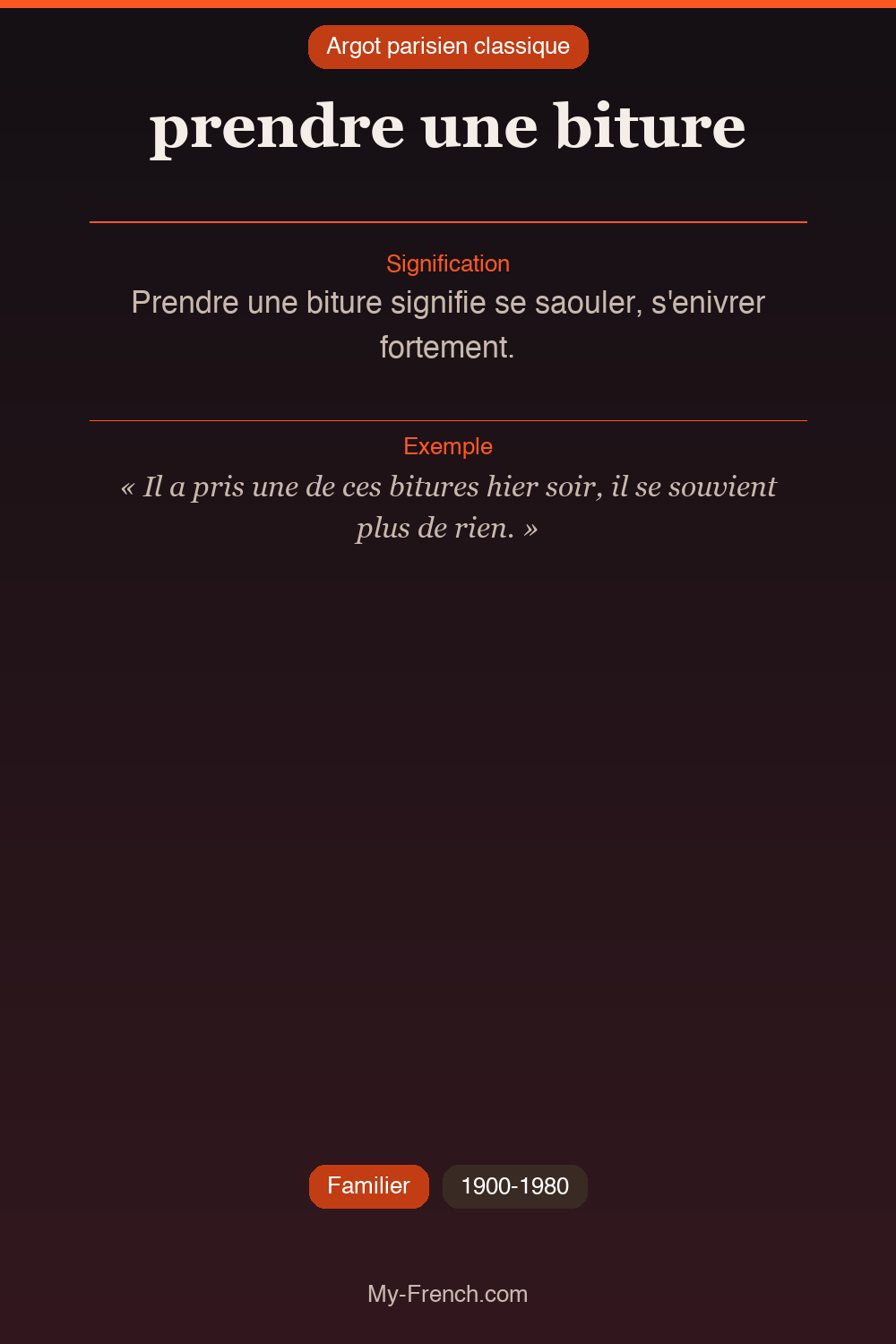 Argot français : prendre une biture