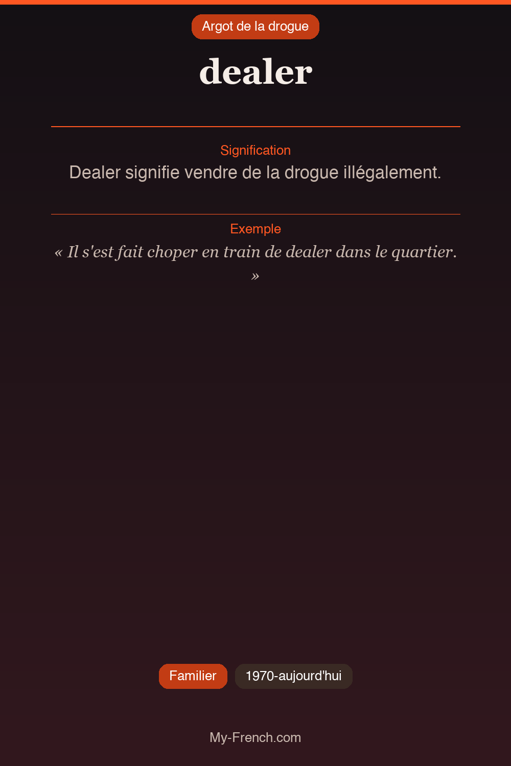 Argot français : dealer