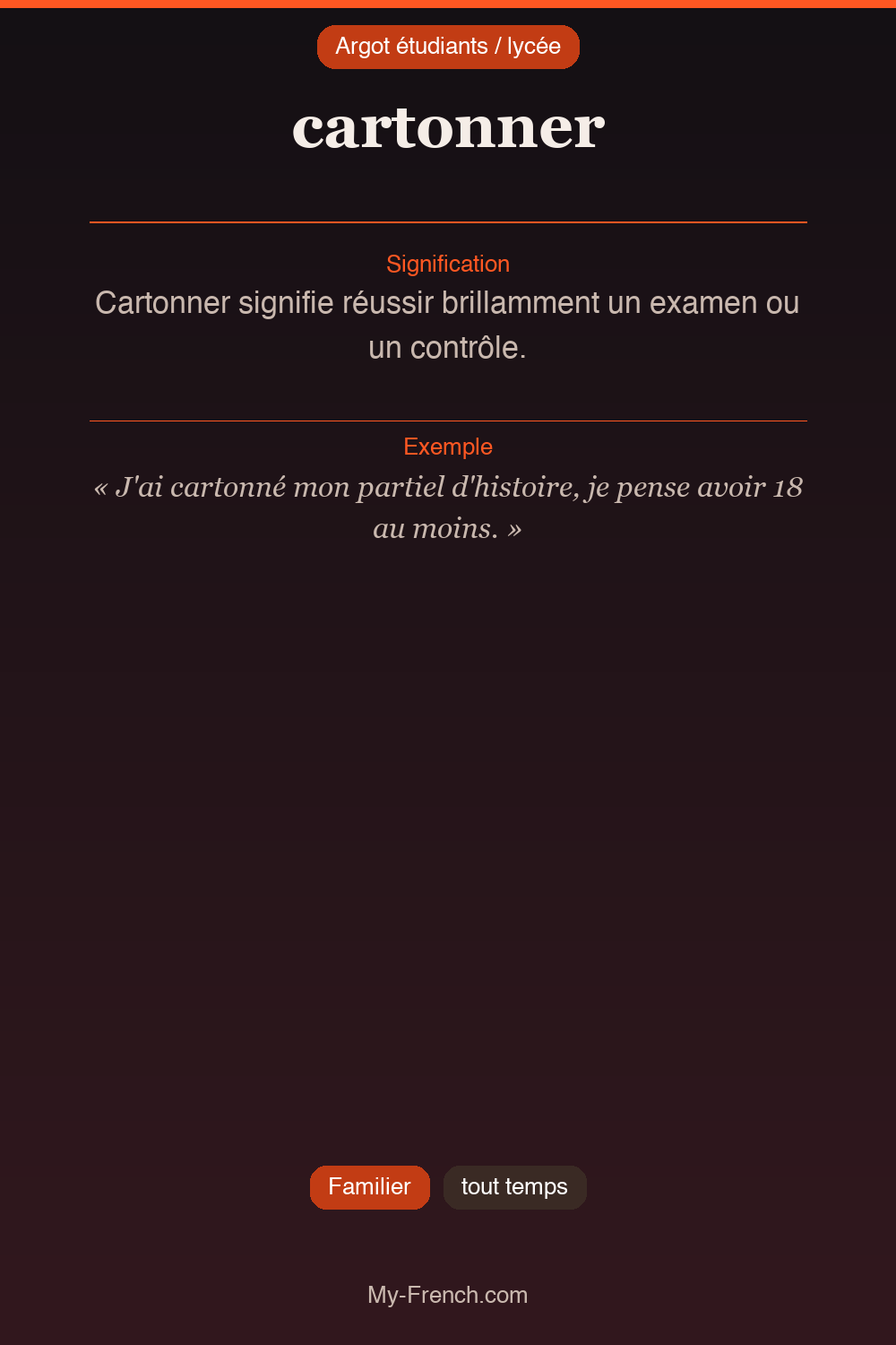 Argot français : cartonner