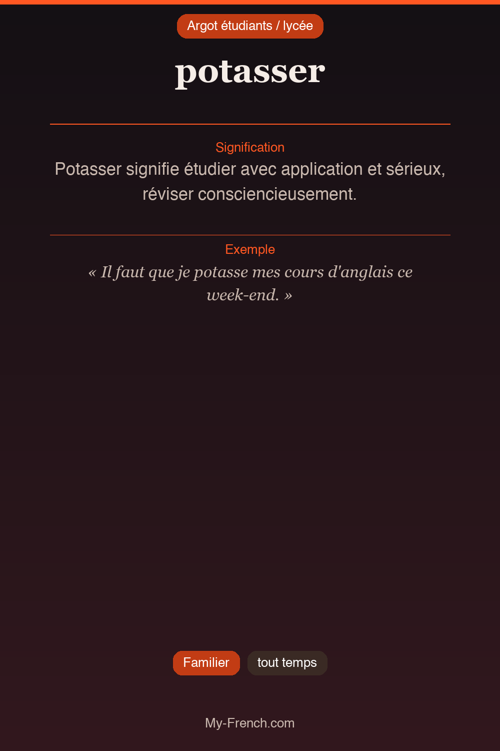 Argot français : potasser